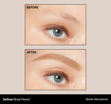 Definer Brow Pencil Shade: Macadamia | Before & After {Macadamia (light blonde)}