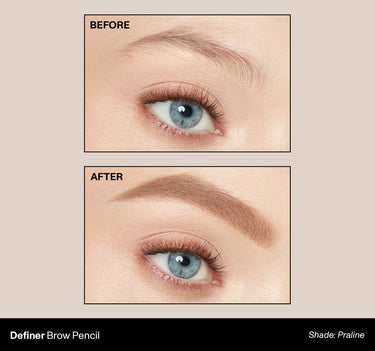 Definer Brow Pencil Shade: Praline | Before & After {Praline (light blonde)}