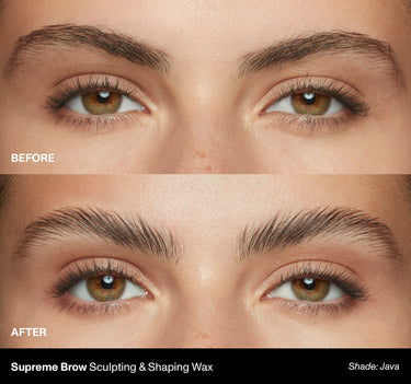 Supreme Brow Sculpting & Shaping Wax | Before & After | Shade: Java {Java (deep brown)}